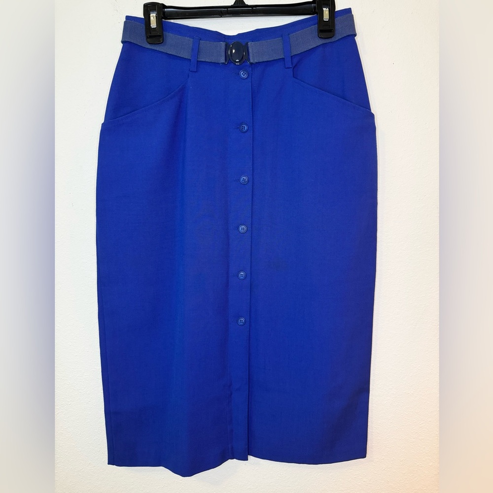 VINTAGE Samantha Skirt with Belt Button Front Back Slit